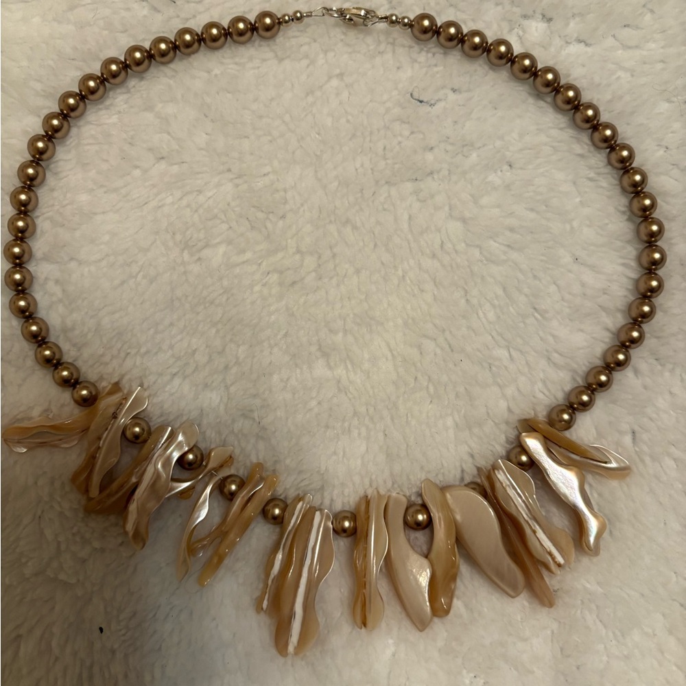 Champagne Pearl and Shell Necklace